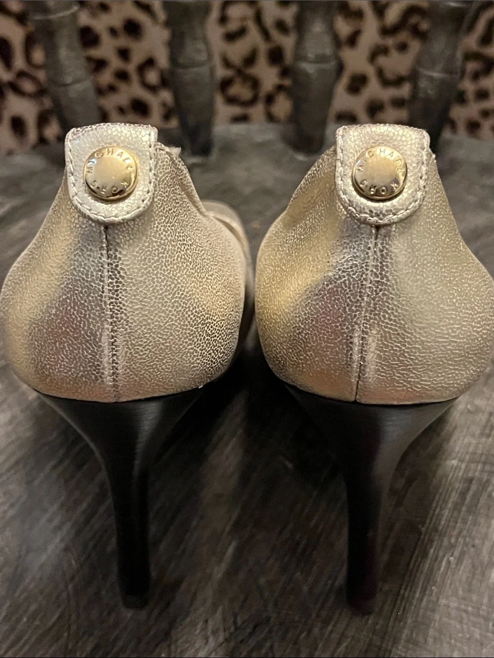MICHAEL Michael Kors Metallic Gold Peep-Toe Platform Heels